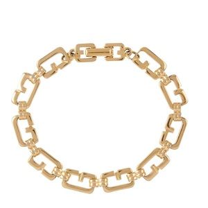 GIVENCHY Vintage 1980s 18k Gold Plated G Link Chain Bracelet 7.25” Iconic Signed